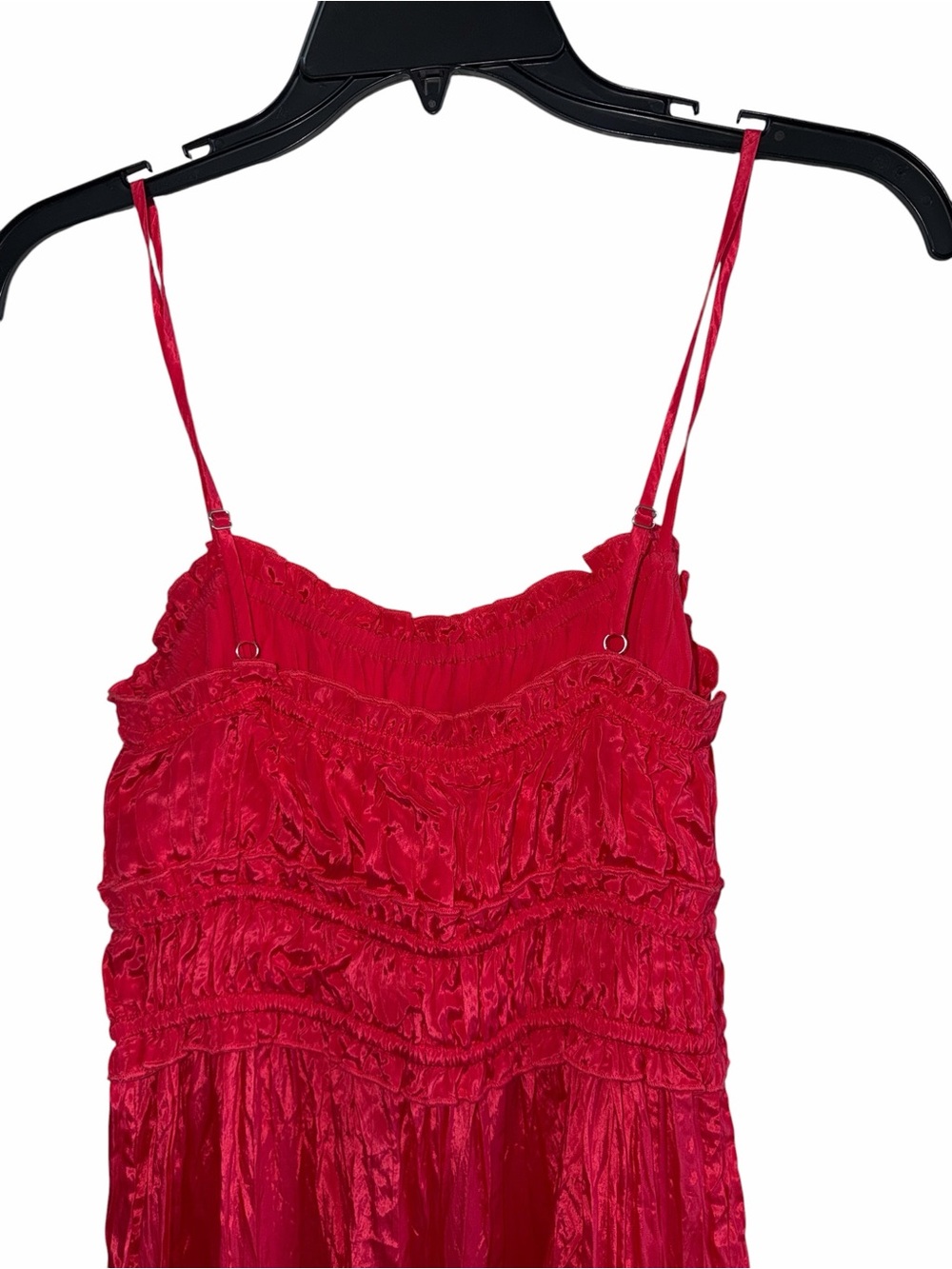 J. Crew Red  Crinkled ruffle-trim dress Size S NWT - Picture 3 of 8